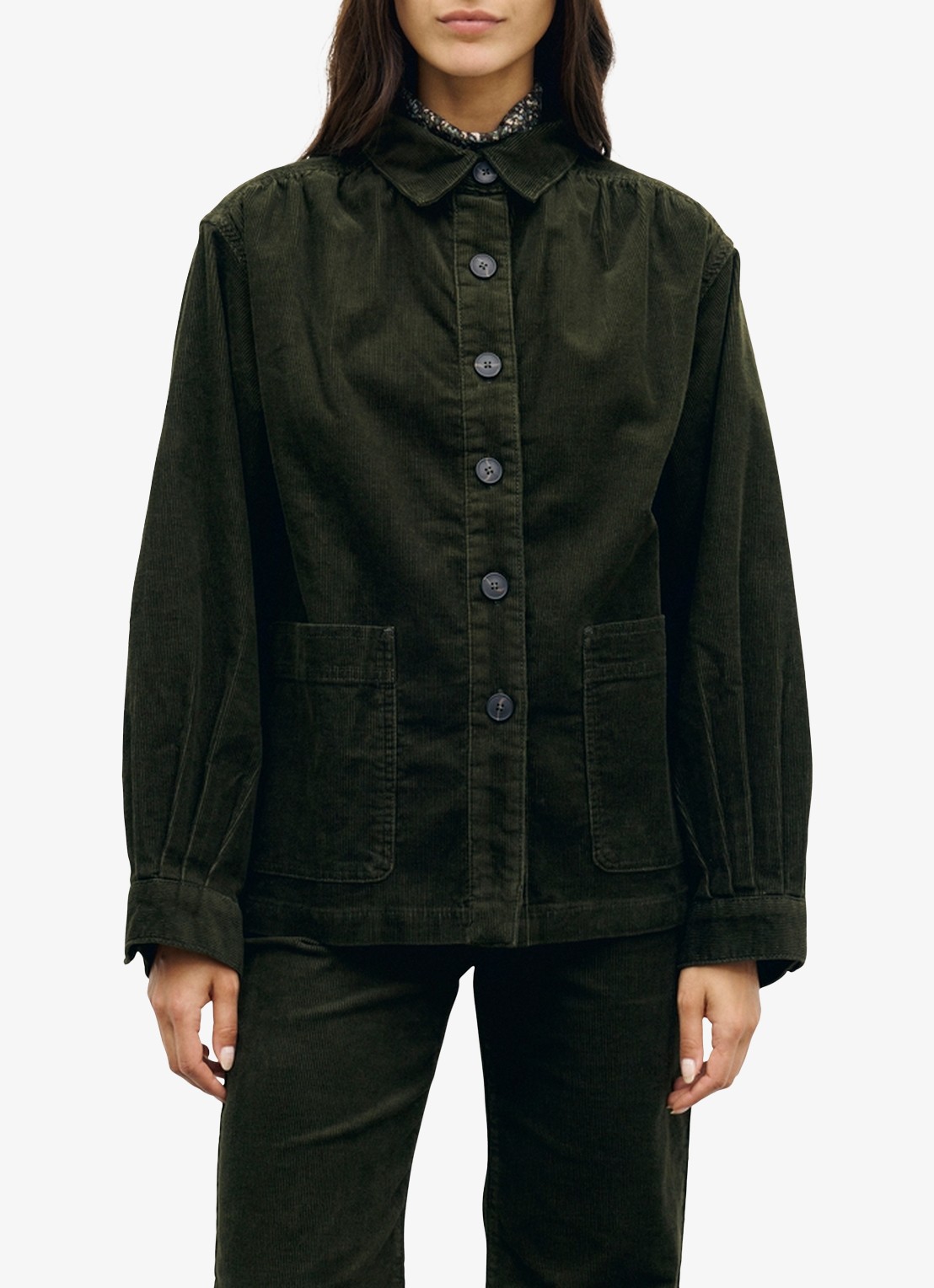Gerard Darel Jena overshirt van corduroy  - detail 2 mosgroen