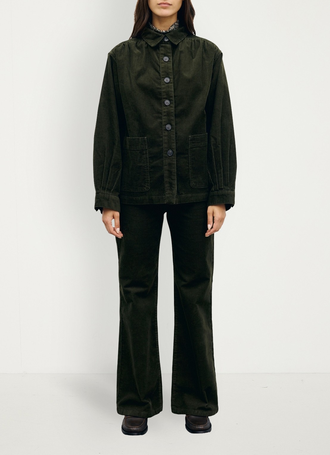 Gerard Darel Jena overshirt van corduroy  - voorkant 5 mosgroen