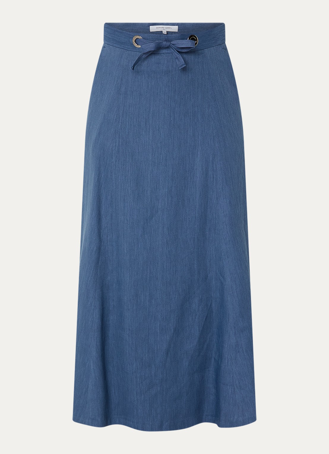 Gerard Darel Jihane midi rok in linnenblend met steekzakken - voorkant 3 staalblauw
