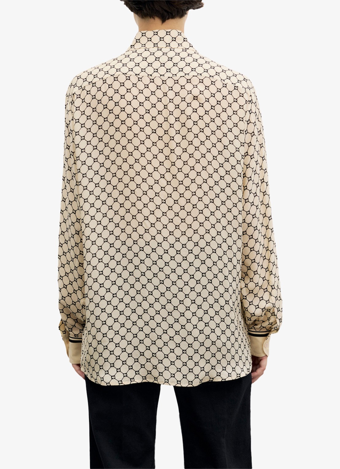 Gerard Darel Jimi blouse met monogram print - achterkant 3 creme