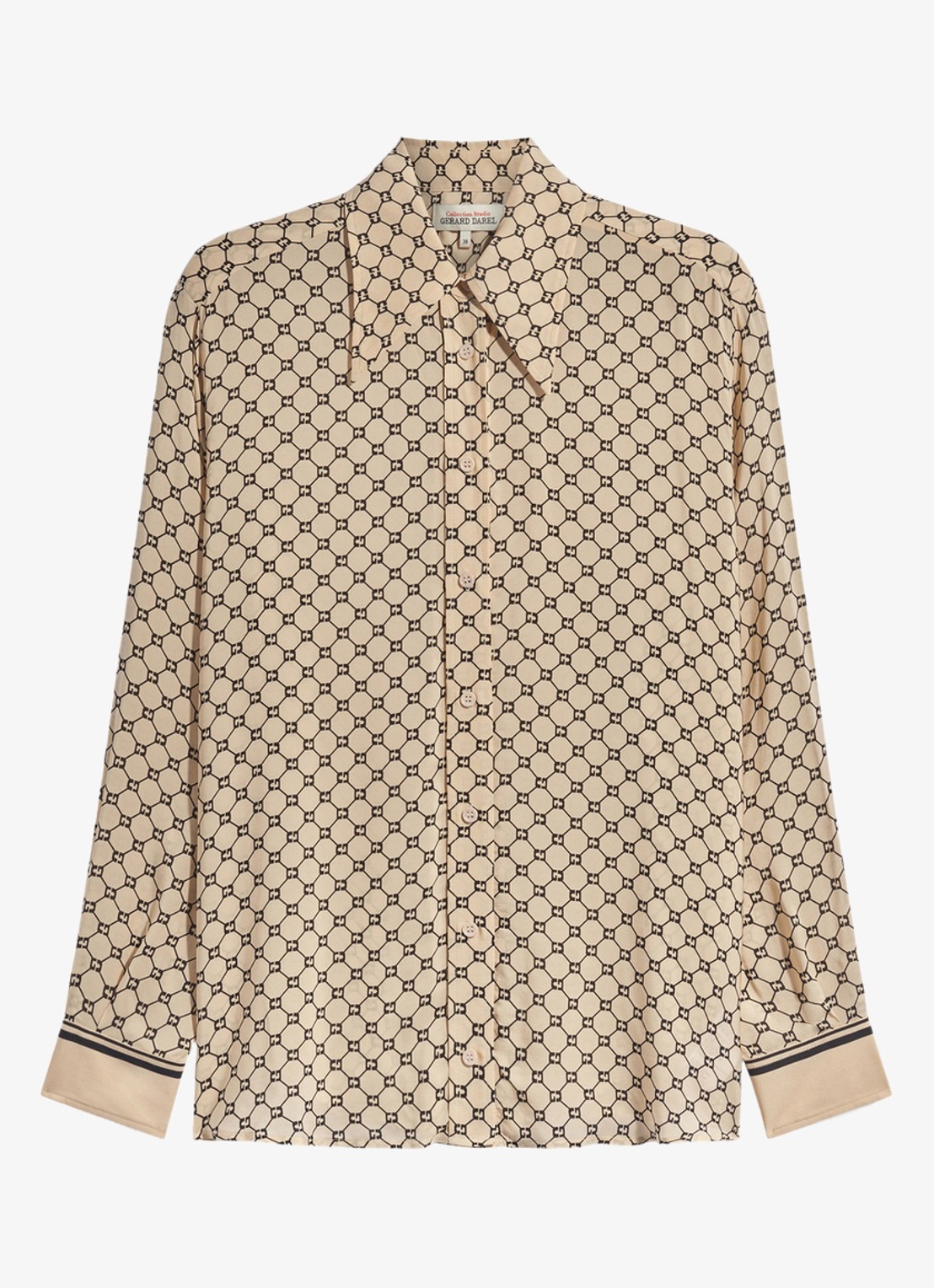 Gerard Darel Jimi blouse met monogram print - voorkant creme