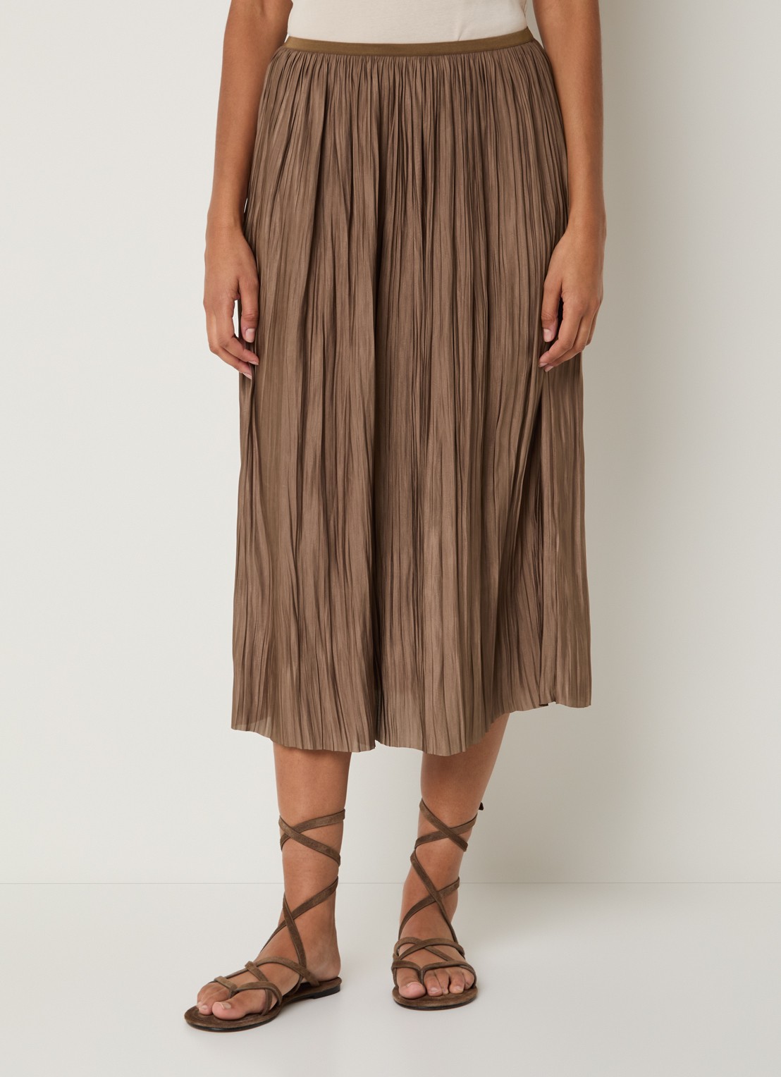 Gerard Darel Jocelyne midi rok met plissé - detail 4 bruin