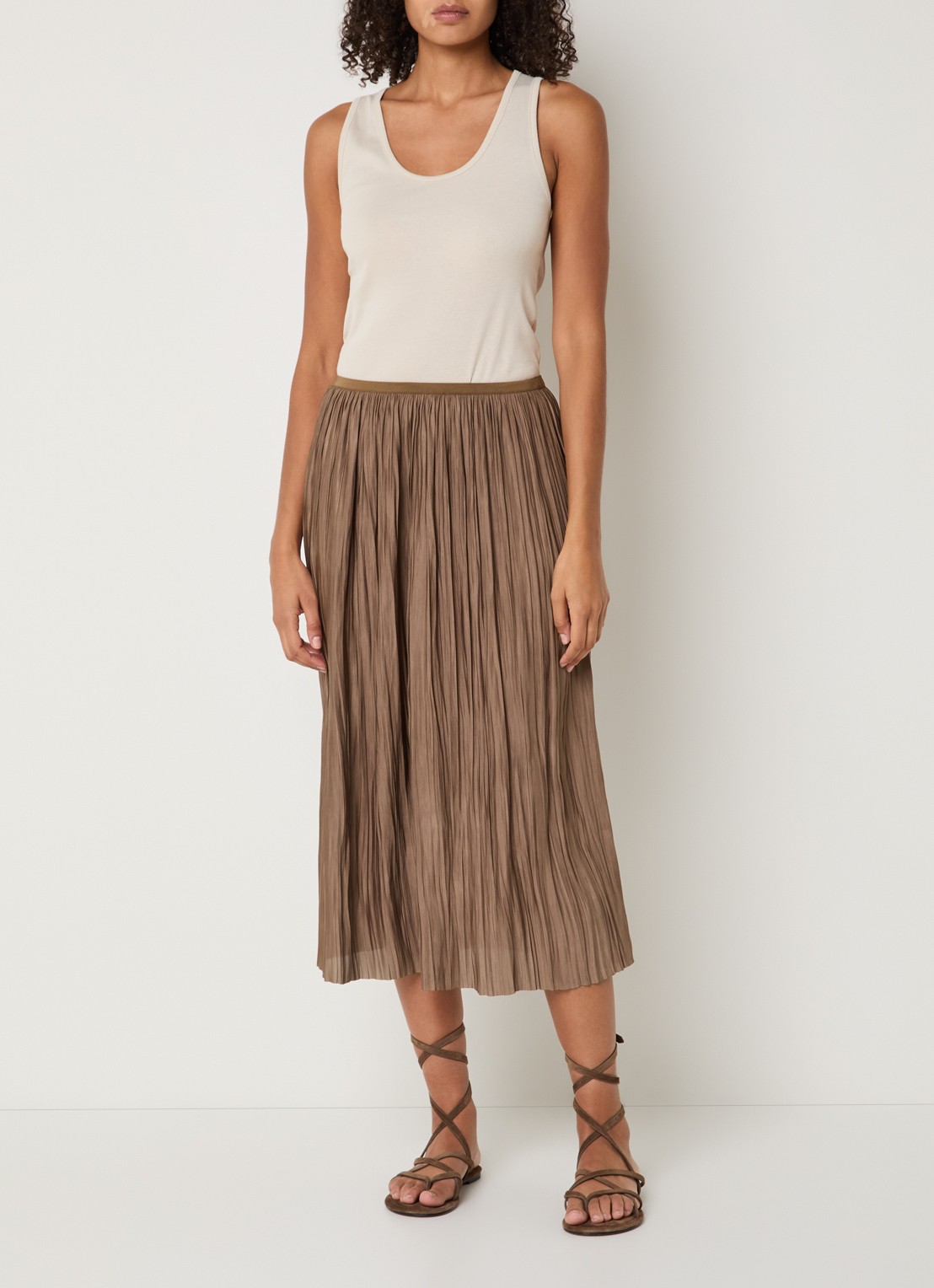 Gerard Darel Jocelyne midi rok met plissé - voorkant 2 bruin