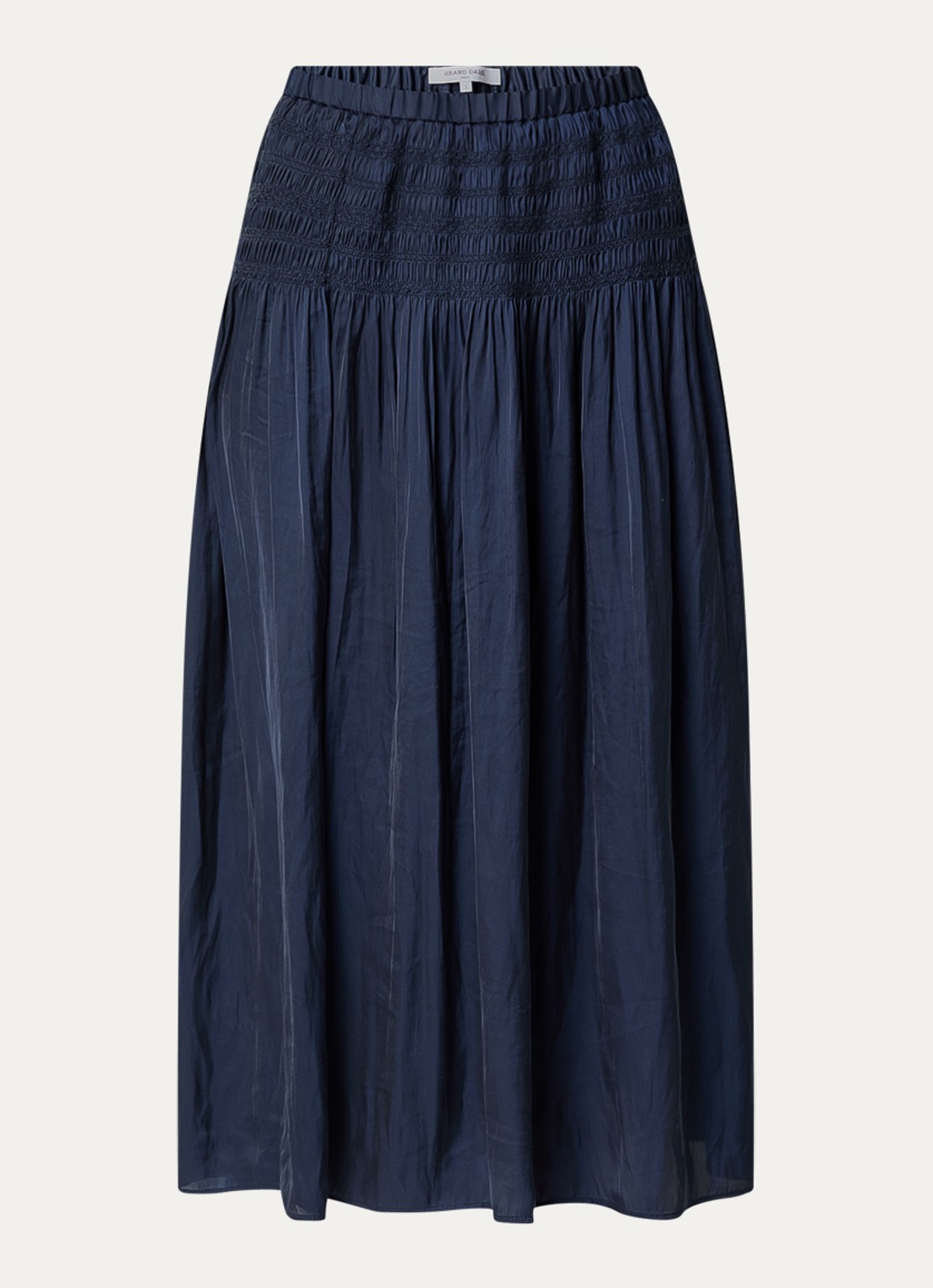 Gerard Darel Jolie midi rok van satijn  - voorkant donkerblauw