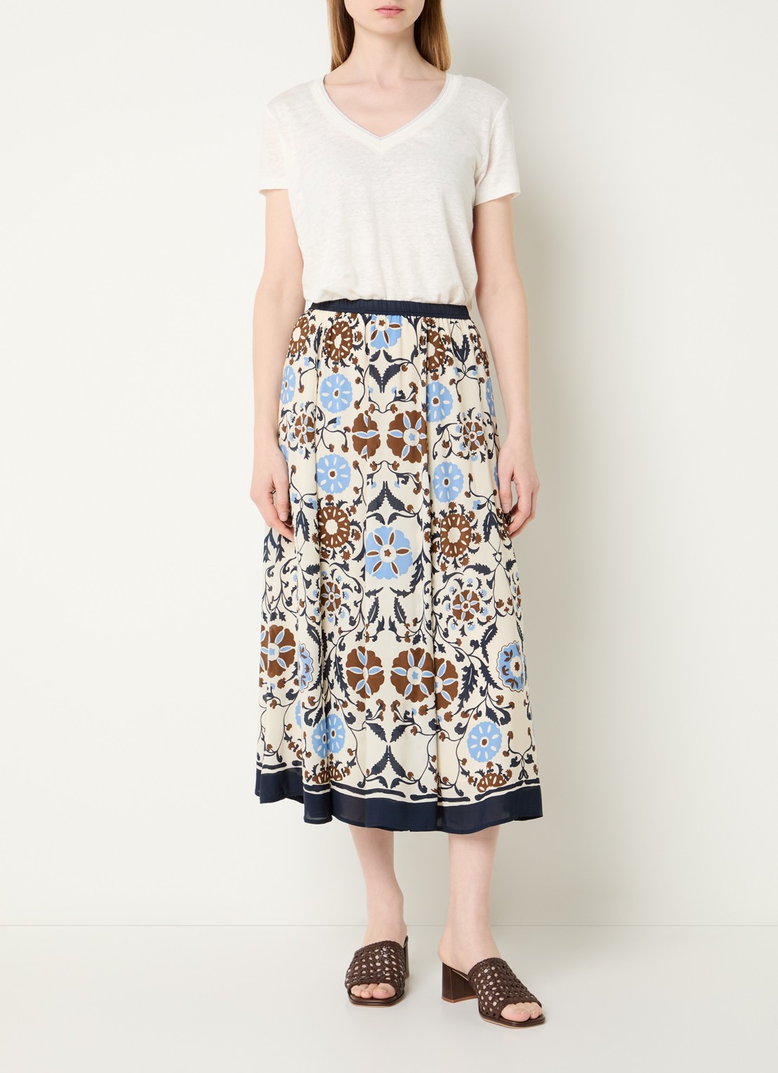 Gerard Darel Jonia midi rok met print - voorkant 2 blauw