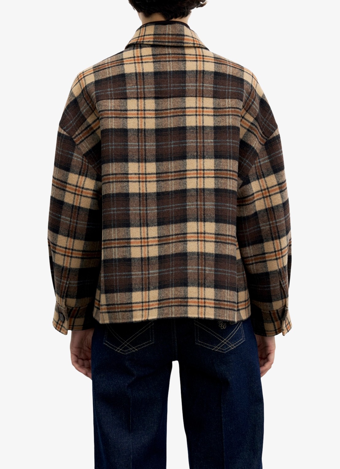 Gerard Darel Josia overshirt in wolblend met ruitdessin - achterkant 5 bruin