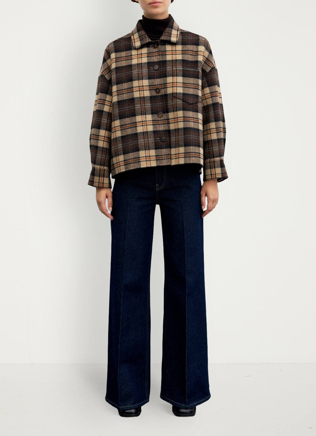 Gerard Darel Josia overshirt in wolblend met ruitdessin - voorkant 4 bruin