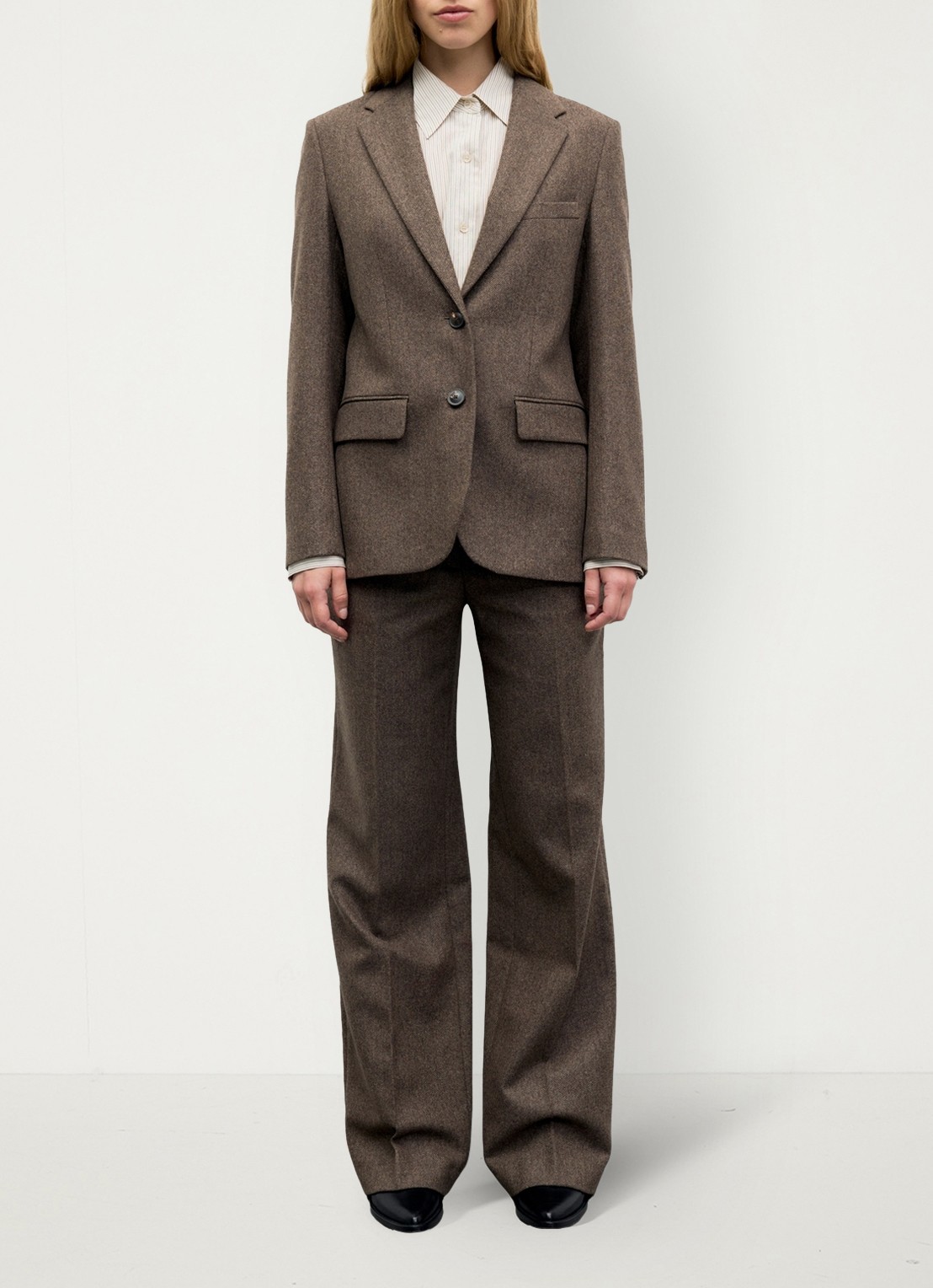 Gerard Darel Jov blazer in wolblend met grafische print - detail bruin