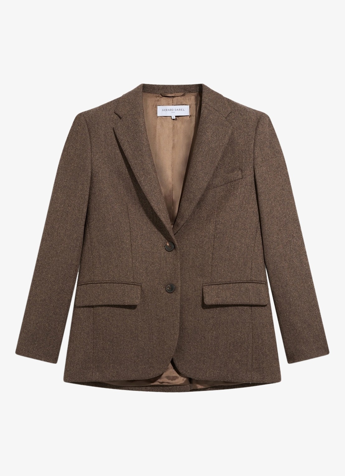 Gerard Darel Jov blazer in wolblend met grafische print - voorkant 4 bruin