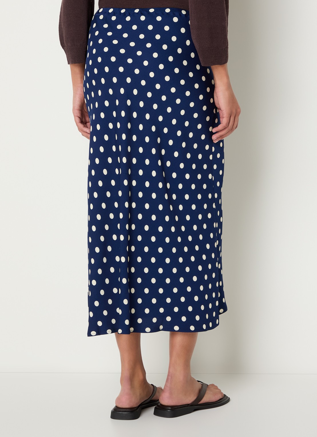 Gerard Darel Jovana midi rok met stippenprint - achterkant 3 donkerblauw