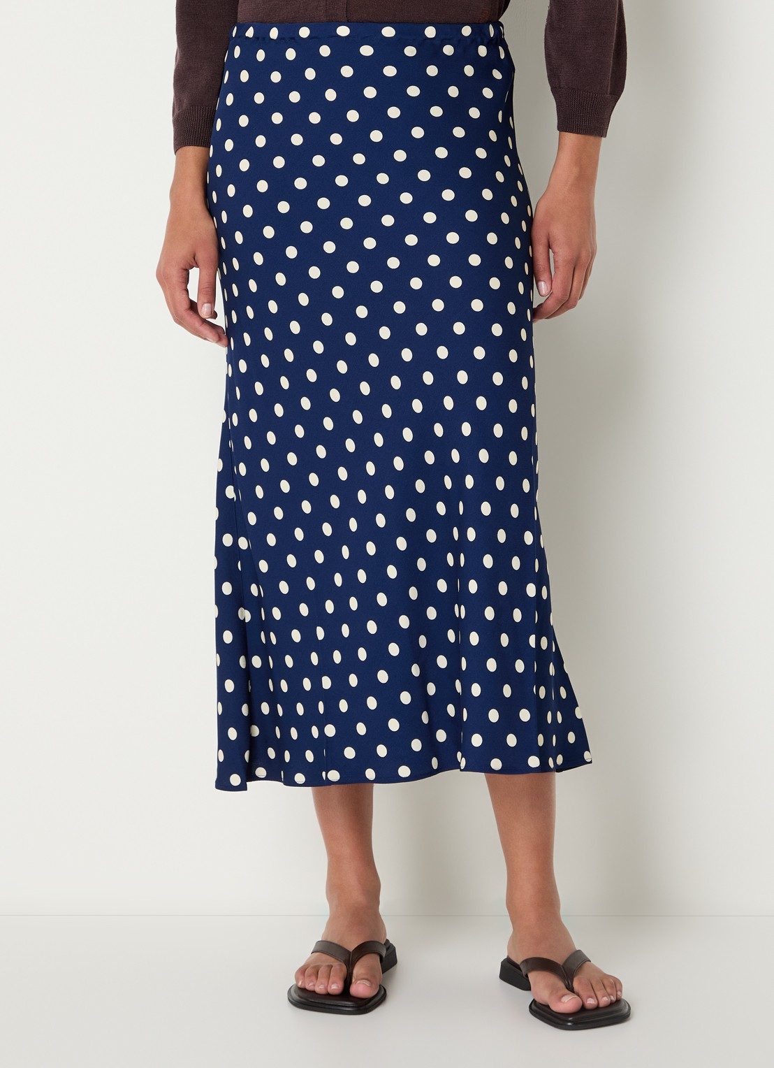 Gerard Darel Jovana midi rok met stippenprint - detail 4 donkerblauw