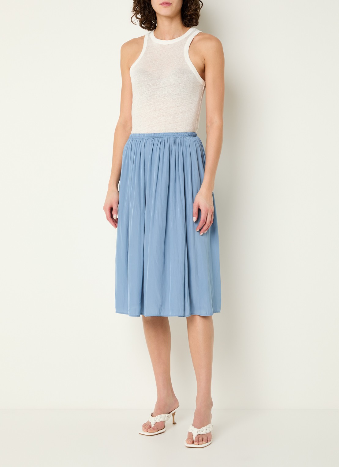 Gerard Darel Juliah midi rok met elastische band - voorkant 3 lichtblauw