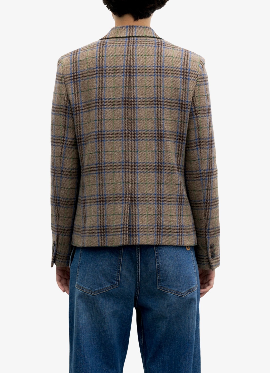Gerard Darel Juliane single breasted blazer van scheerwol met ruit dessin - achterkant camel