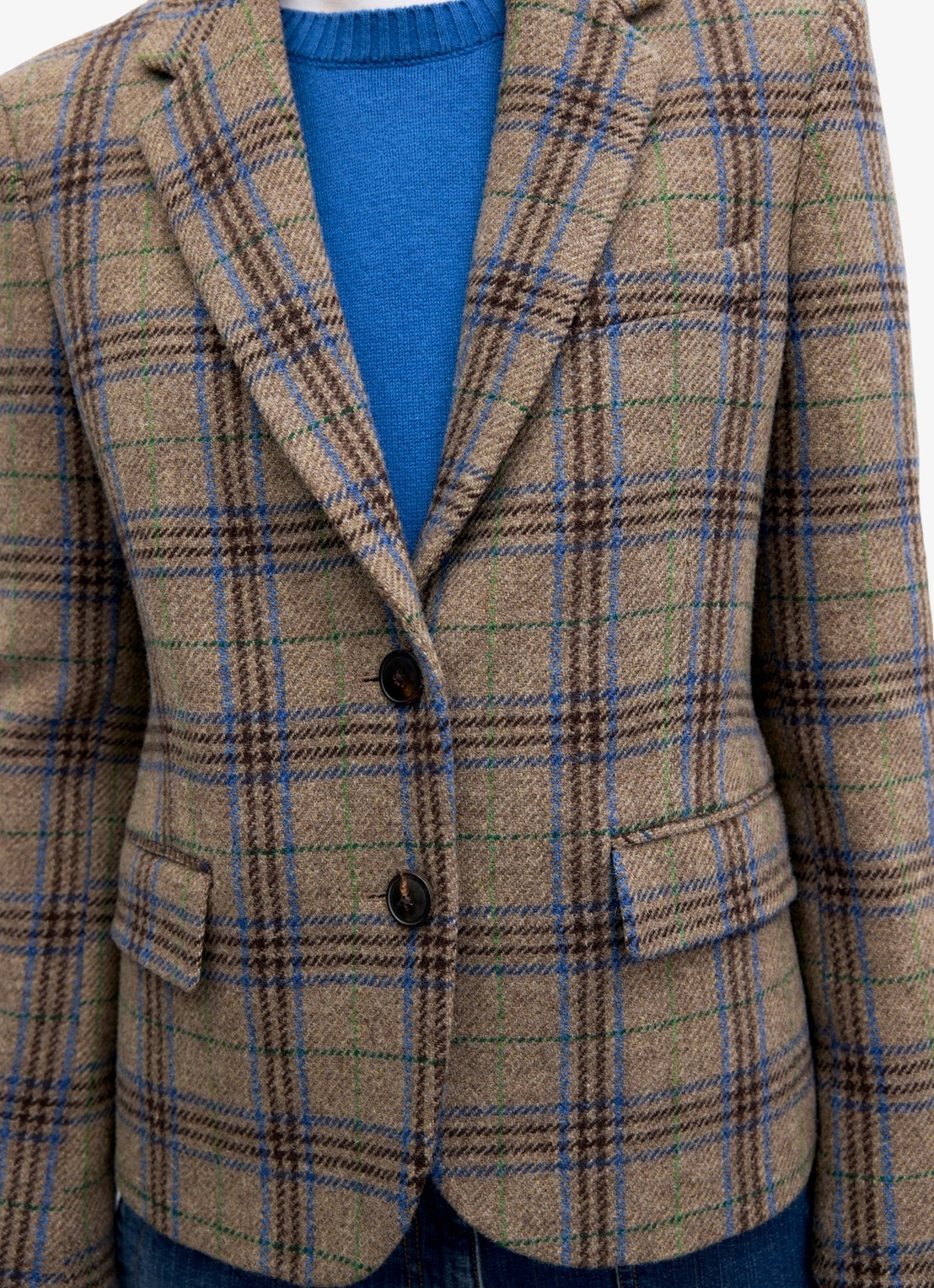 Gerard Darel Juliane single breasted blazer van scheerwol met ruit dessin - detail 3 camel