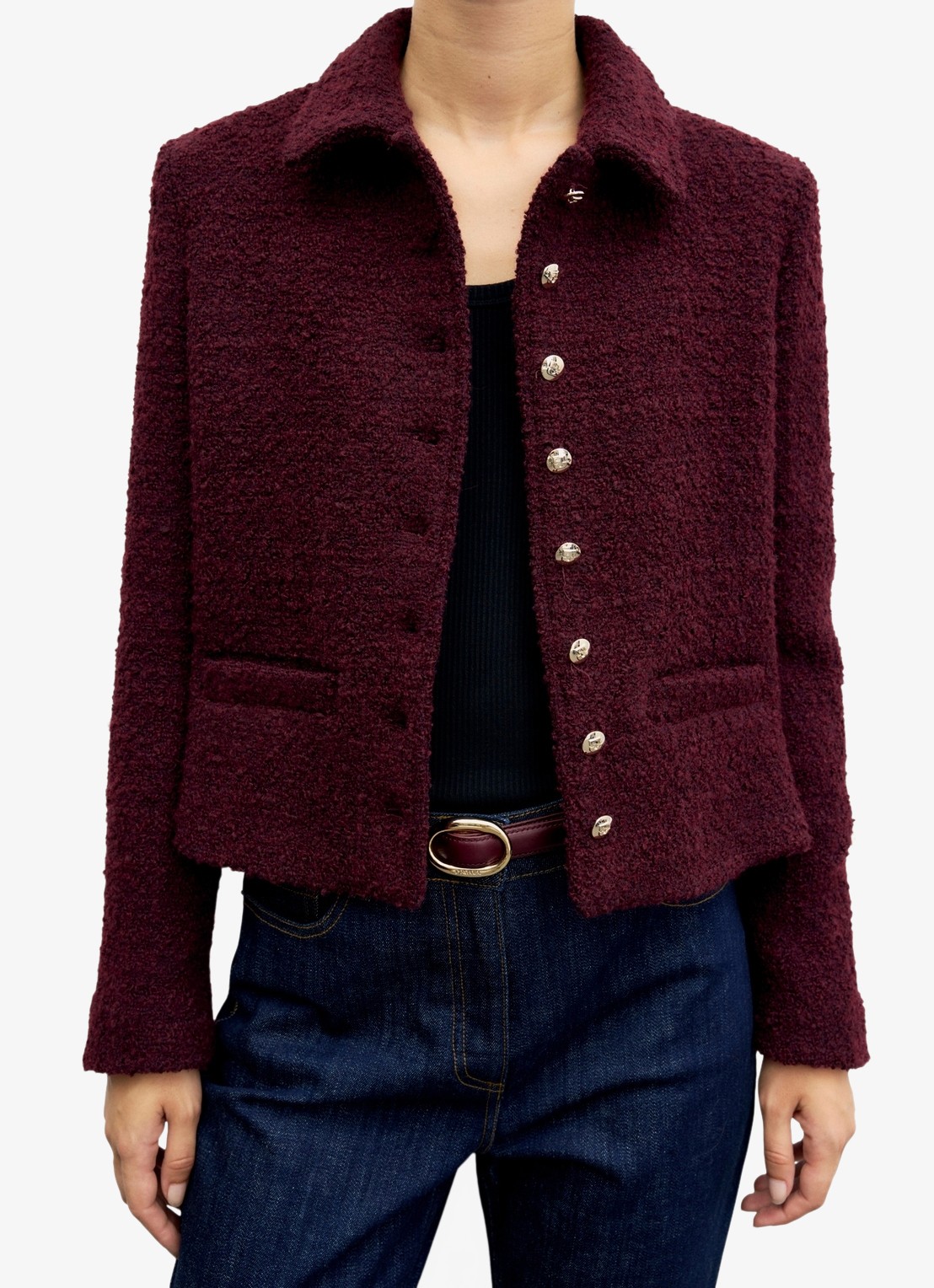 Gerard Darel Julie jack in wolblend - detail 2 bordeauxrood