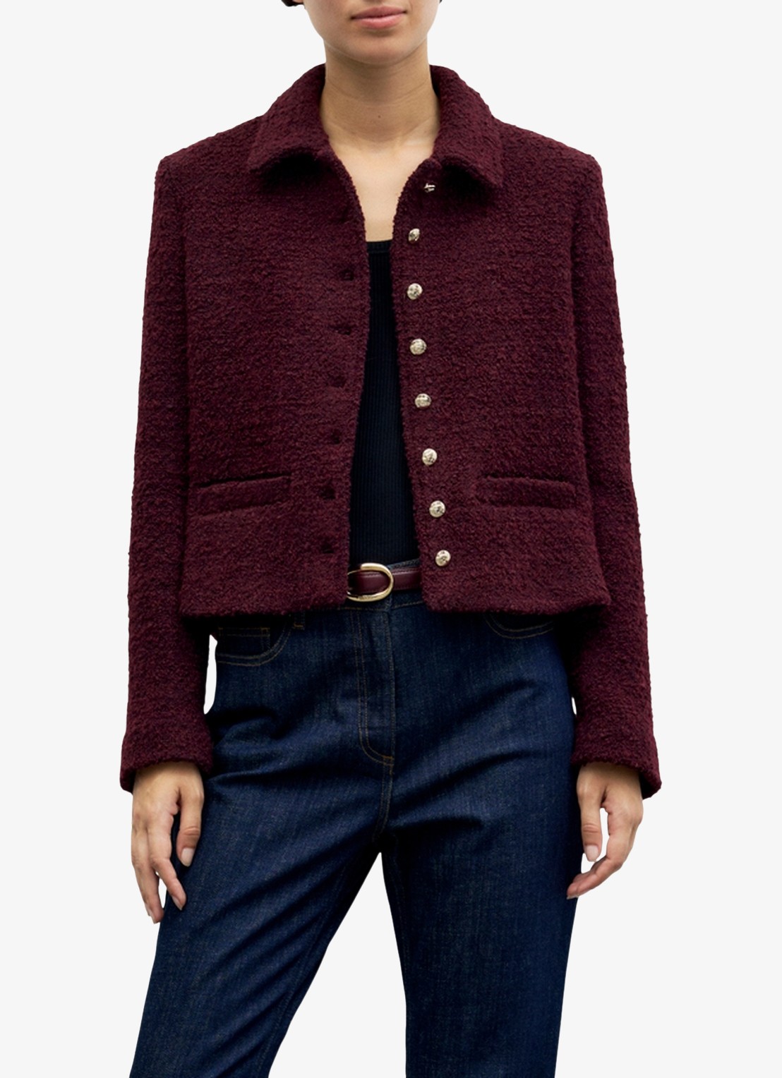 Gerard Darel Julie jack in wolblend - detail 3 bordeauxrood