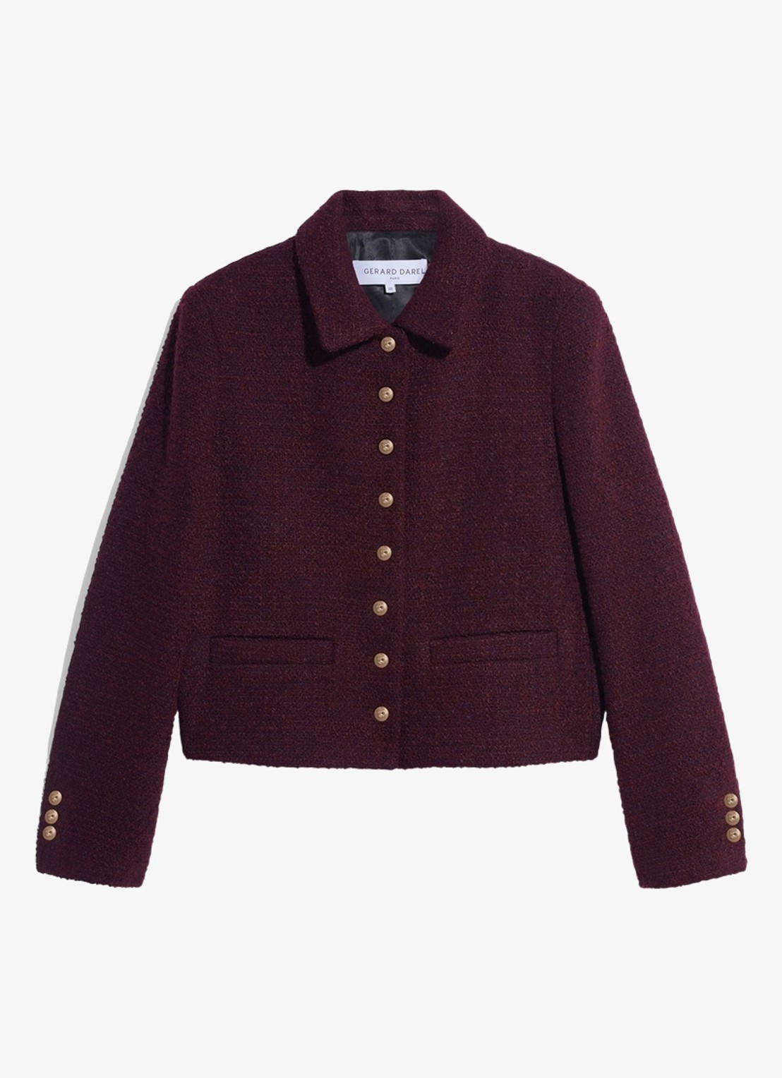 Gerard Darel Julie jack in wolblend - voorkant 4 bordeauxrood
