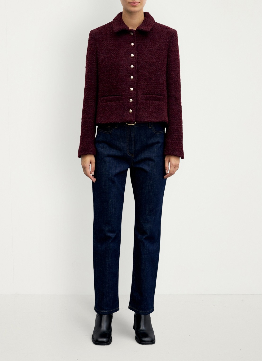 Gerard Darel Julie jack in wolblend - voorkant 5 bordeauxrood
