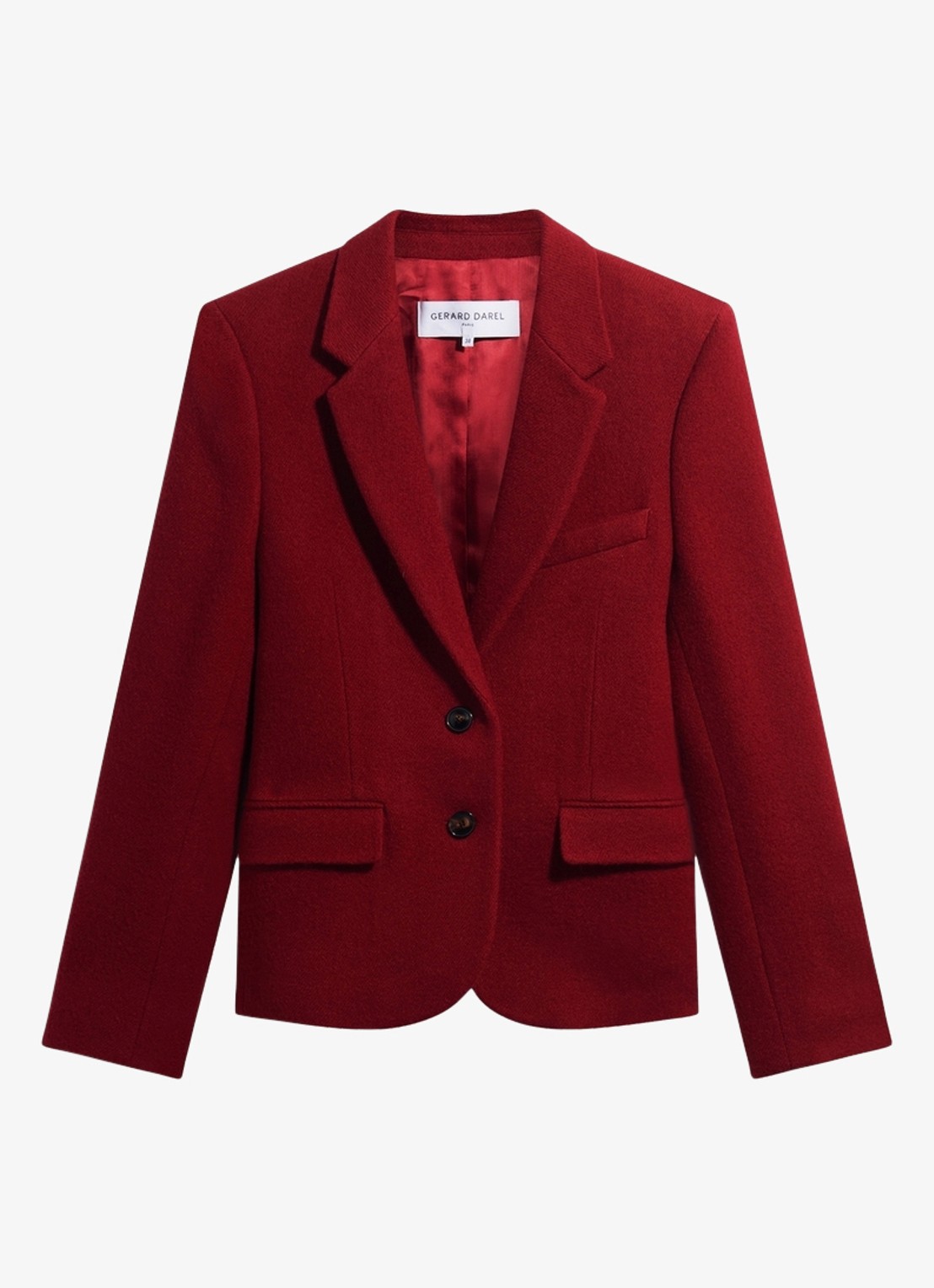 Gerard Darel Julis jack van wol met klepzakken - voorkant steenrood