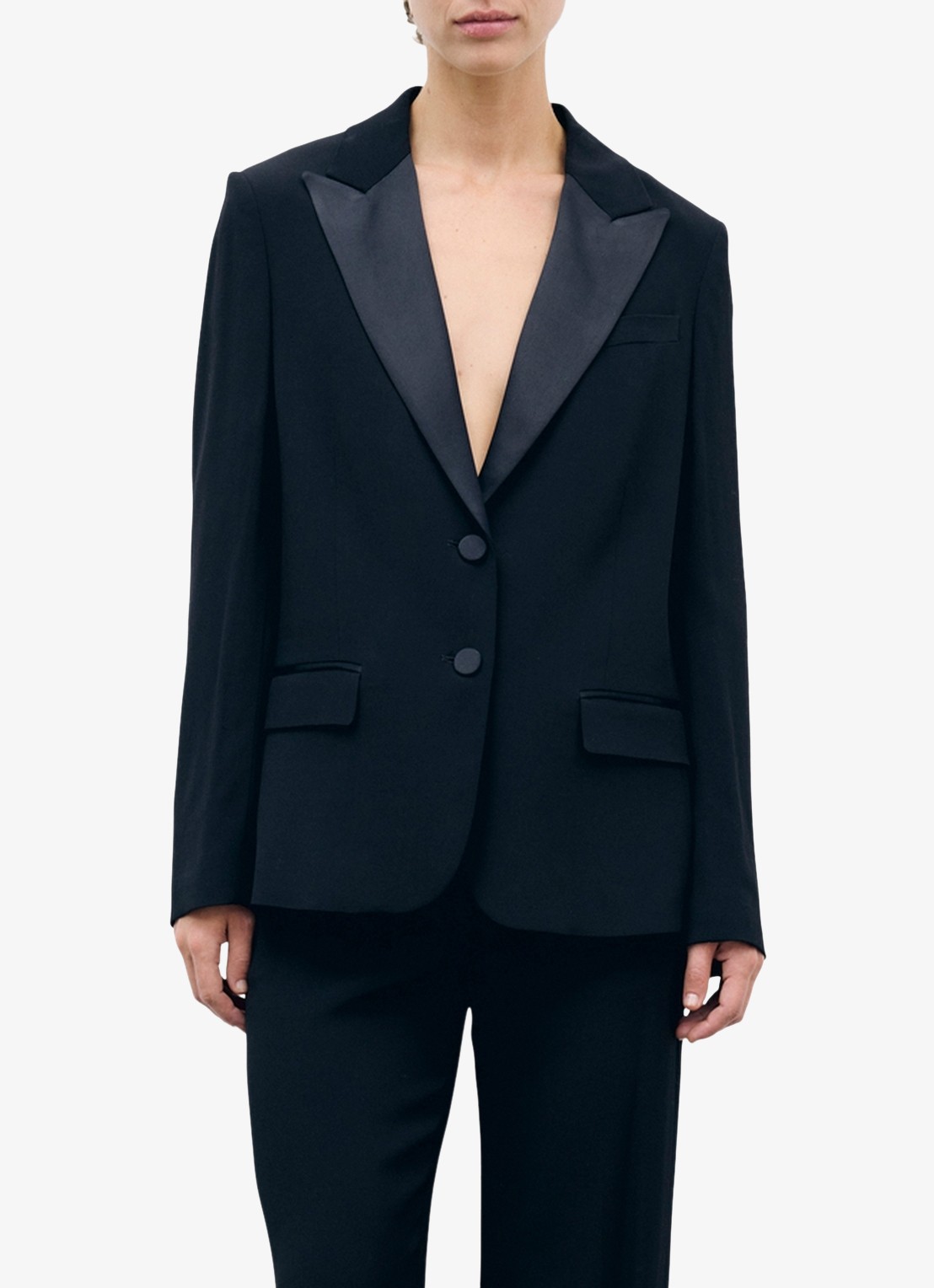 Gerard Darel July single-breasted blazer met details van satijn - detail zwart
