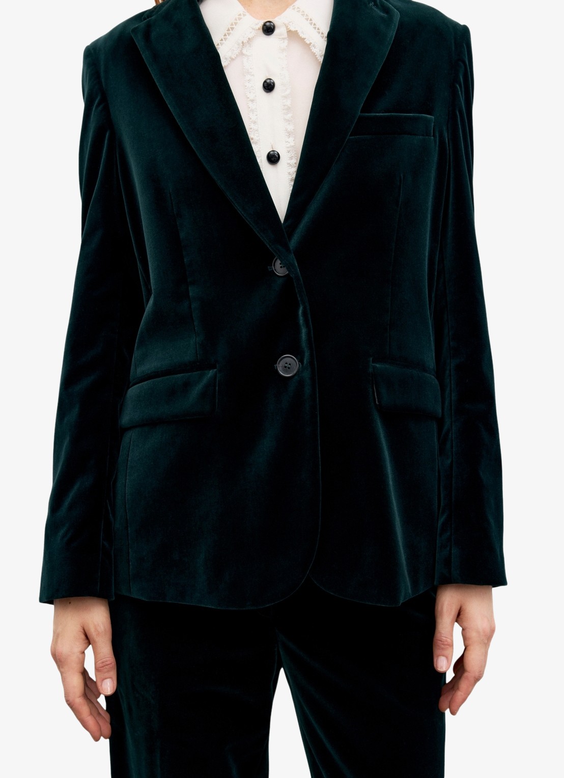 Gerard Darel Jyna blazer van fluweel met klepzakken - detail 3 groen