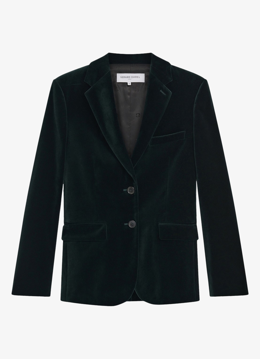 Gerard Darel Jyna blazer van fluweel met klepzakken - voorkant groen