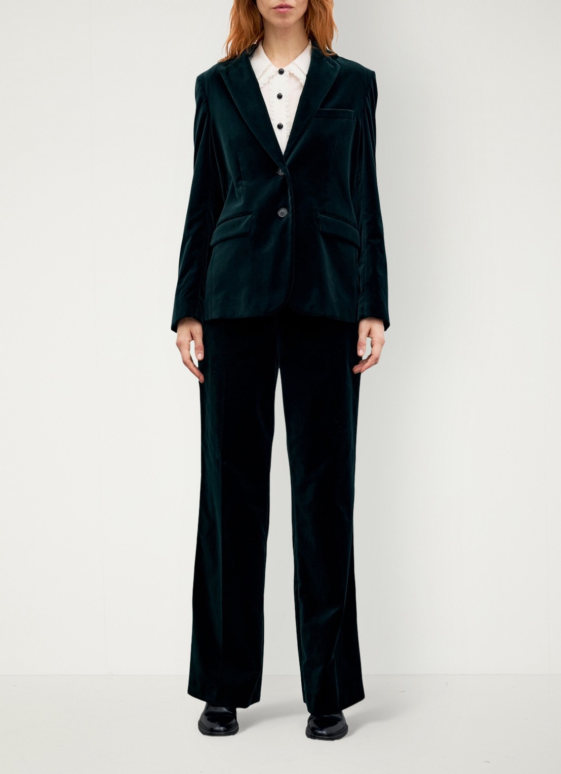 Gerard Darel Jyna blazer van fluweel met klepzakken - voorkant 2 groen