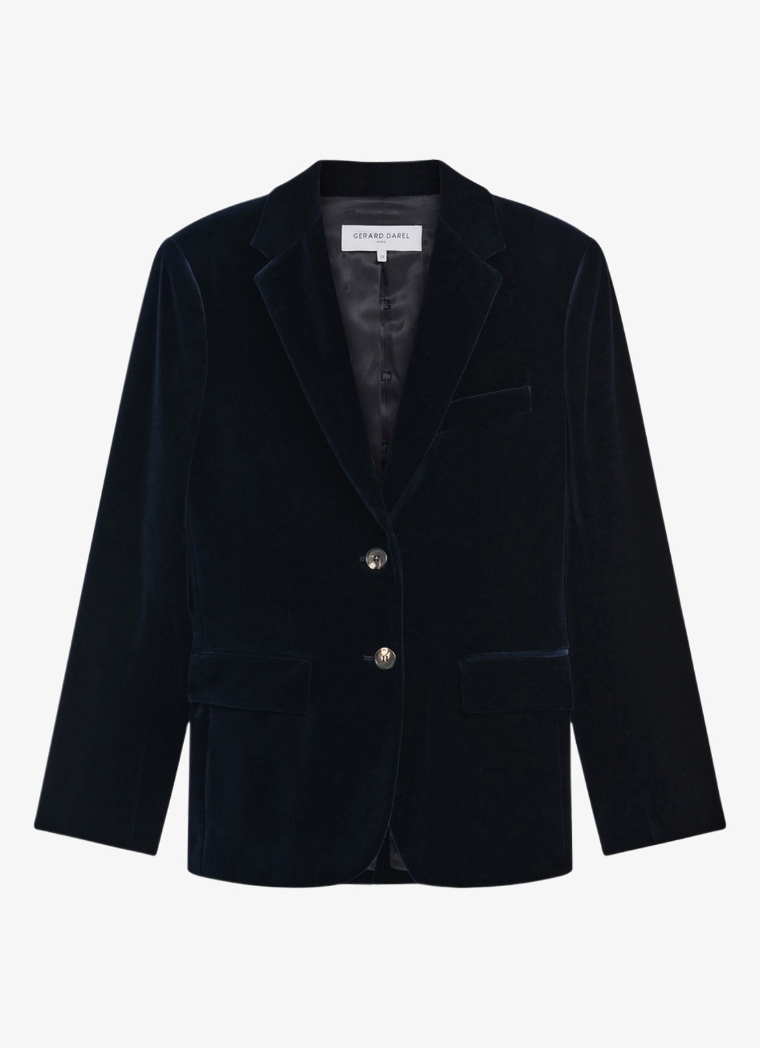 Gerard Darel Jyna blazer van fluweel met klepzakken - voorkant blauw