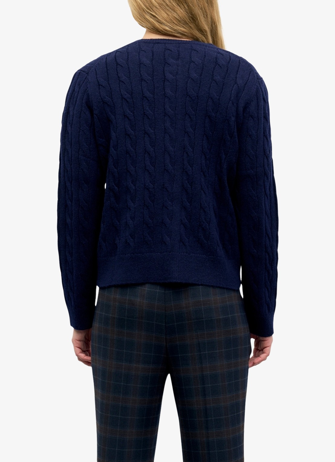 Gerard Darel Kabelgebreide trui met ronde hals - achterkant 3 donkerblauw