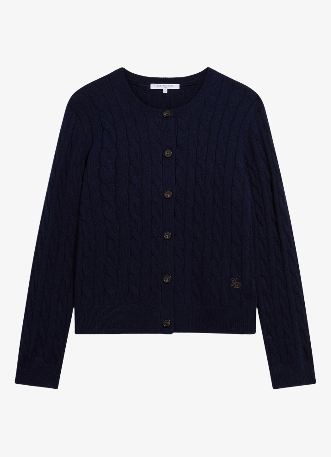 Gerard Darel Kabelgebreide trui met ronde hals - voorkant 4 donkerblauw