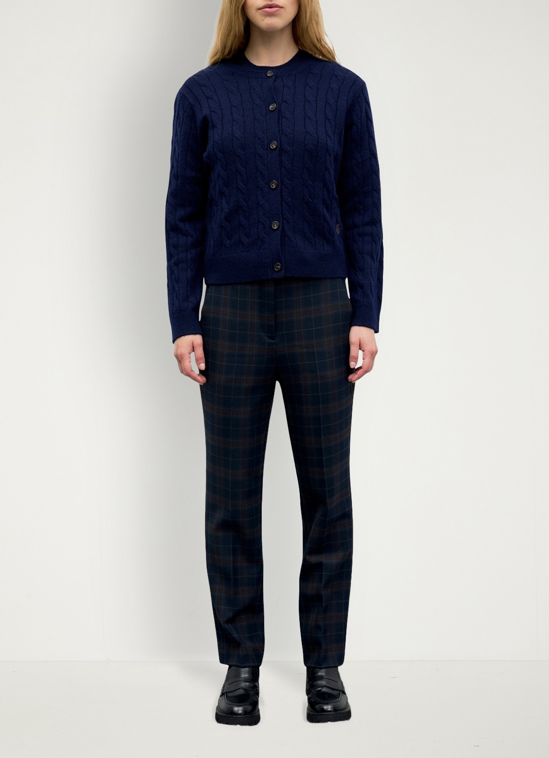 Gerard Darel Kabelgebreide trui met ronde hals - voorkant 5 donkerblauw
