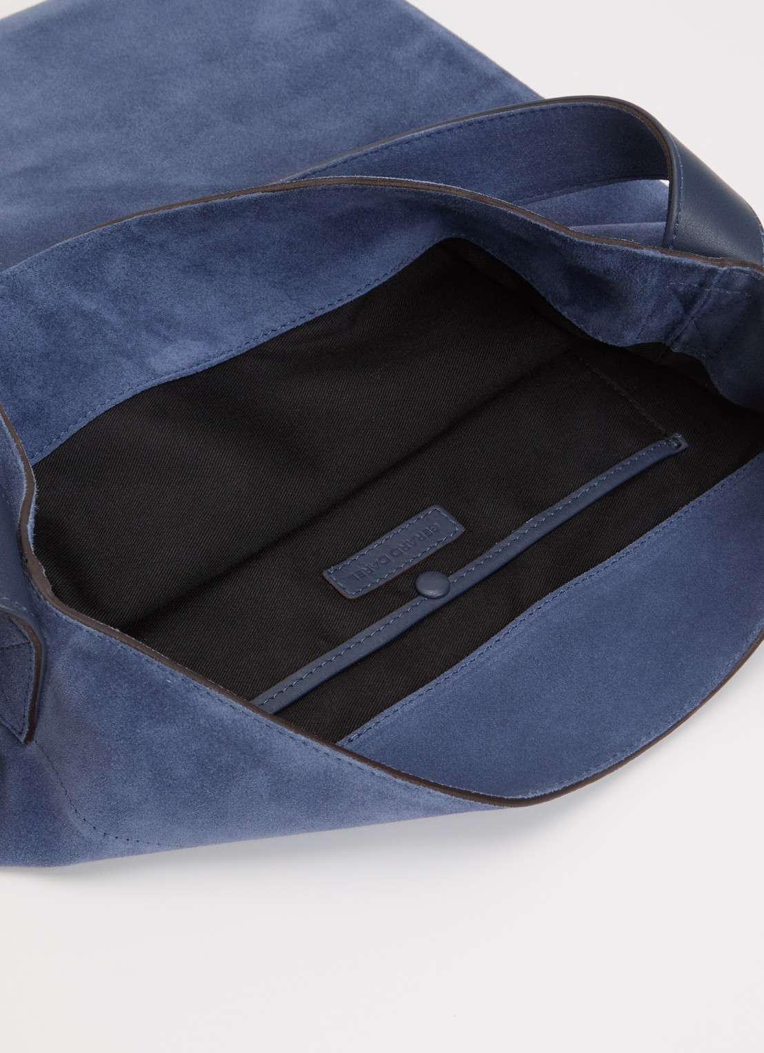 Gerard Darel Lady GD shopper van suède met logo - detail 2 staalblauw