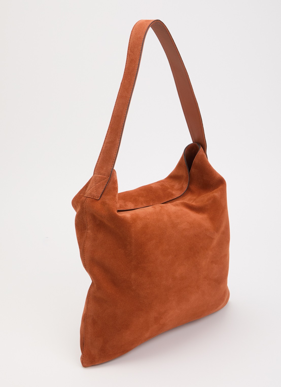 Gerard Darel Lady GD shopper van suède met logo - achterkant 4 oranjebruin