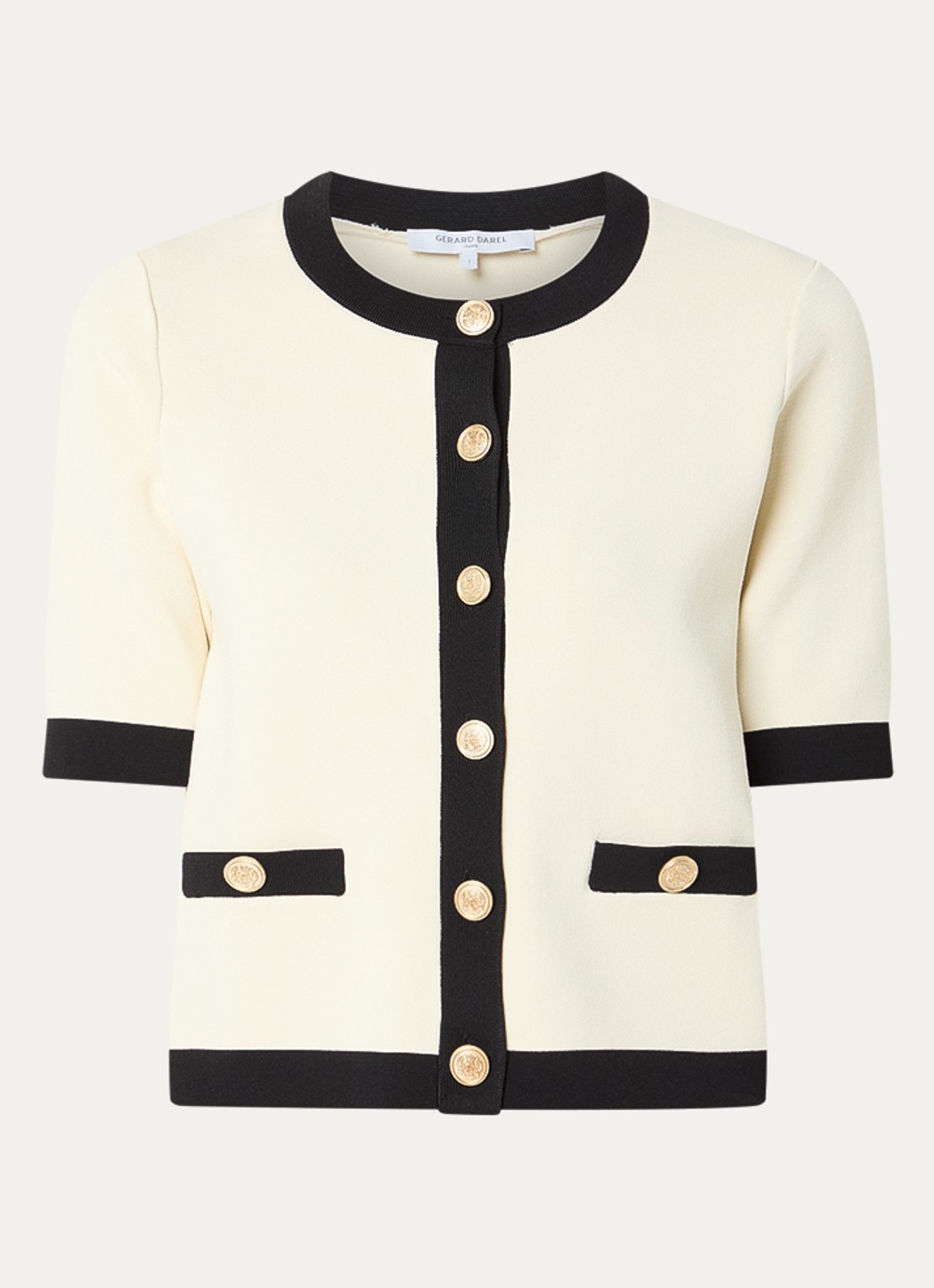 Gerard Darel Laila fijngebreid vest met ronde hals - voorkant creme