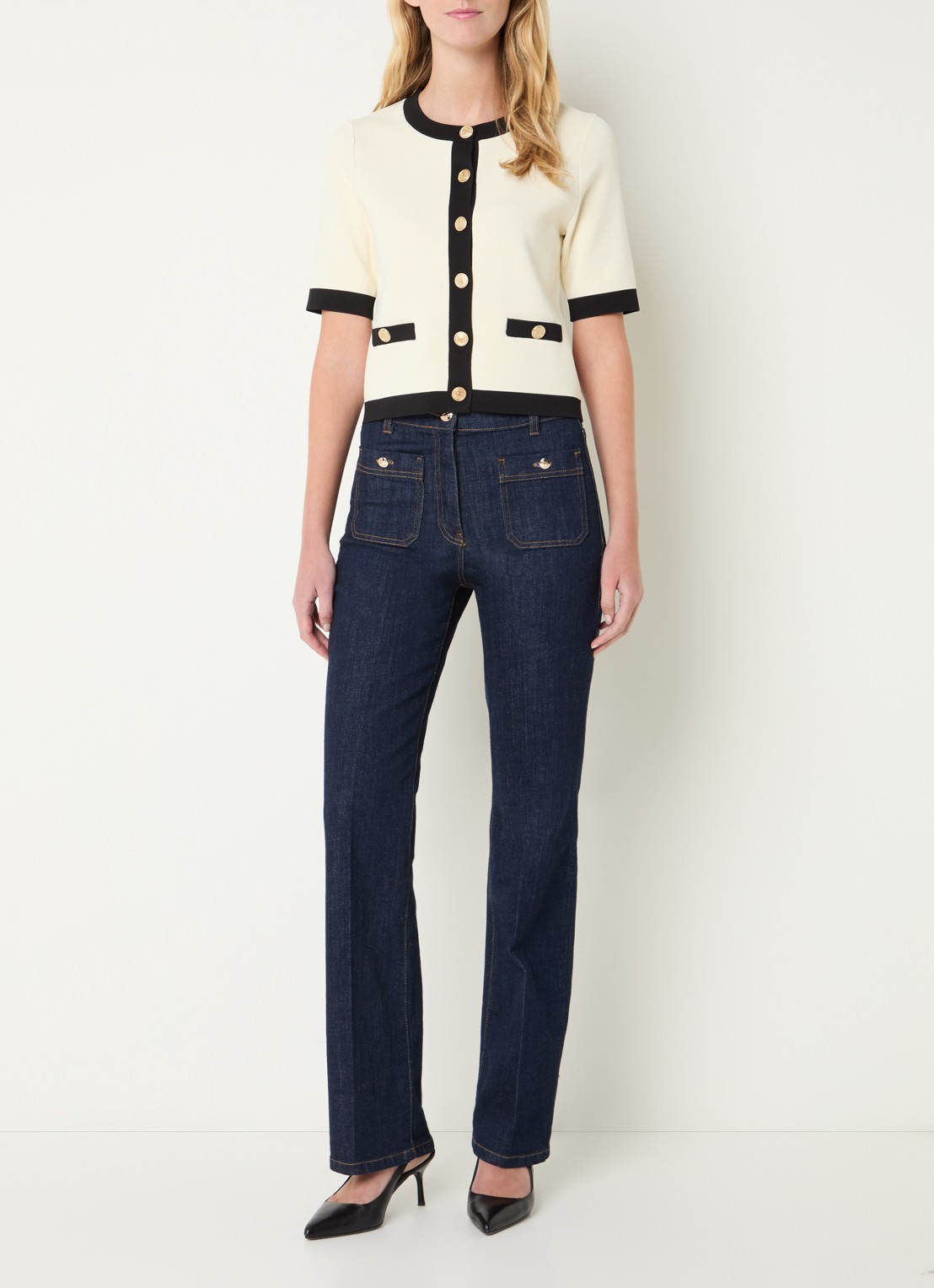 Gerard Darel Laila fijngebreid vest met ronde hals - voorkant 2 creme