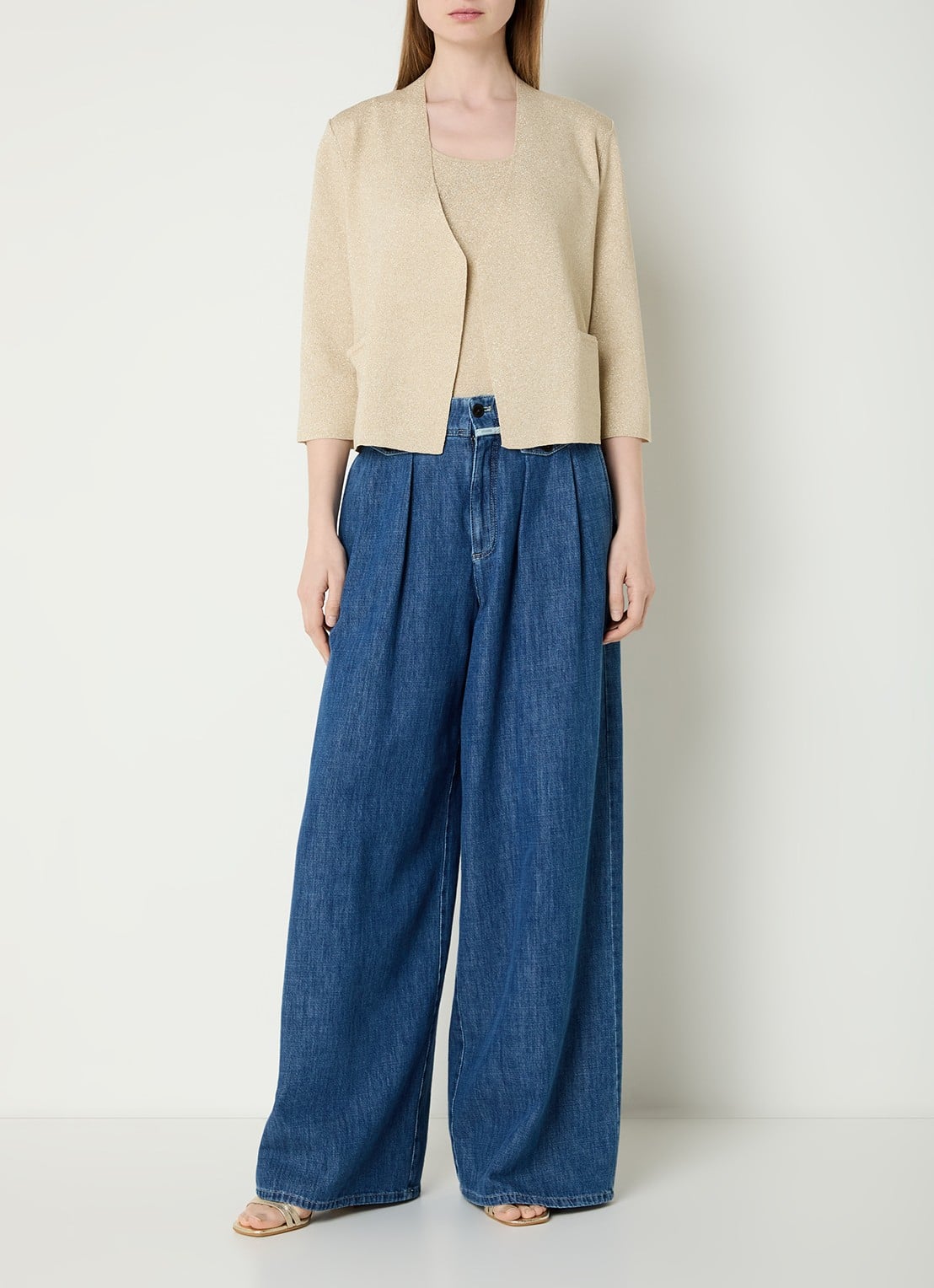 Gerard Darel Lavina openvallend vest met lurex - voorkant 3 beige