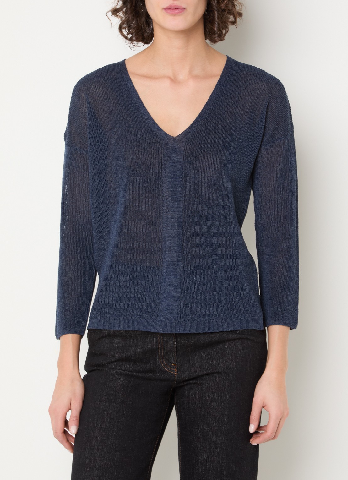 Gerard Darel Layla fijngebreide semi-transparante trui  - detail 4 donkerblauw