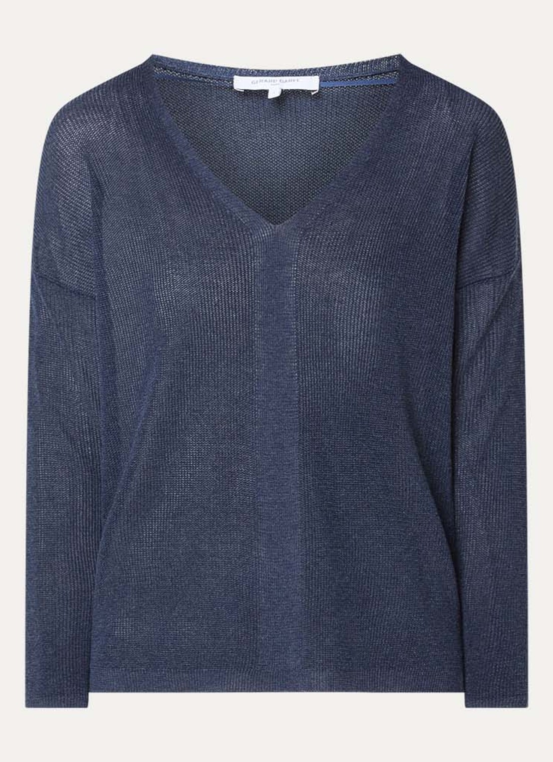 Gerard Darel Layla fijngebreide semi-transparante trui  - voorkant donkerblauw