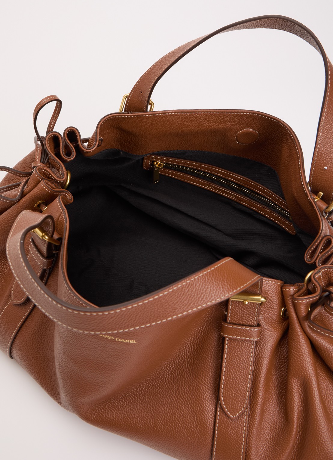 Gerard Darel LE 24H handtas van leer met afneembare schouderriem  - detail 2 roodbruin