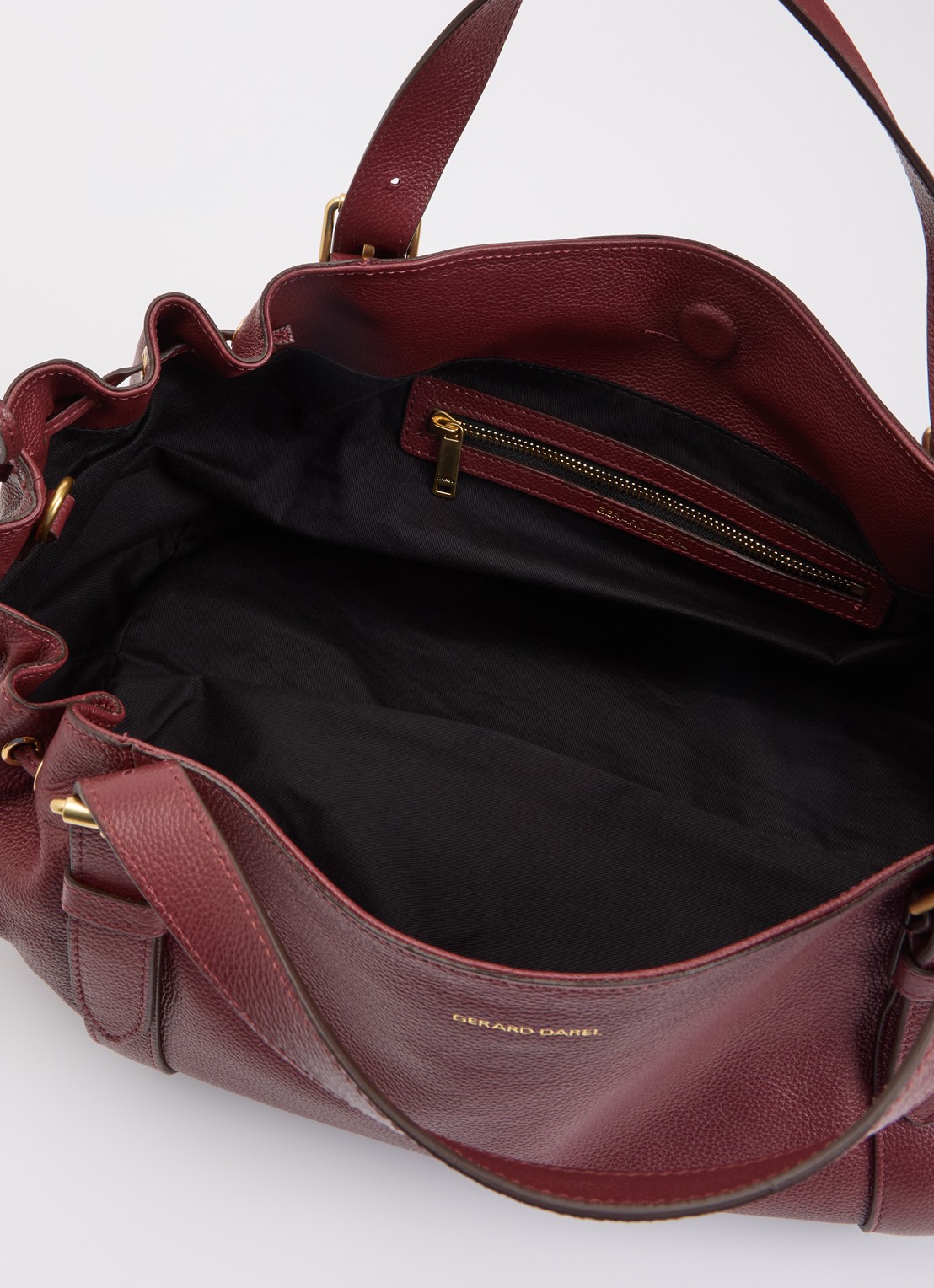 Gerard Darel Le 24H handtas van leer met afneembare schouderriem - detail 3 bordeauxrood