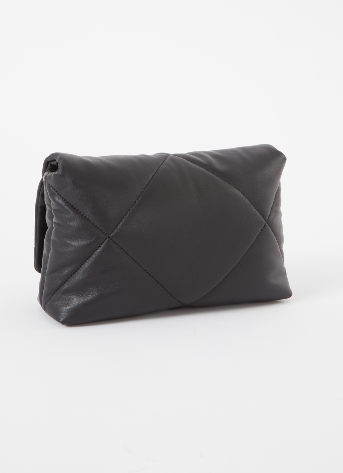 Gerard Darel Le Fanny clutch van quilted lamsleer met afneembare schouderriem - achterkant 2 zwart