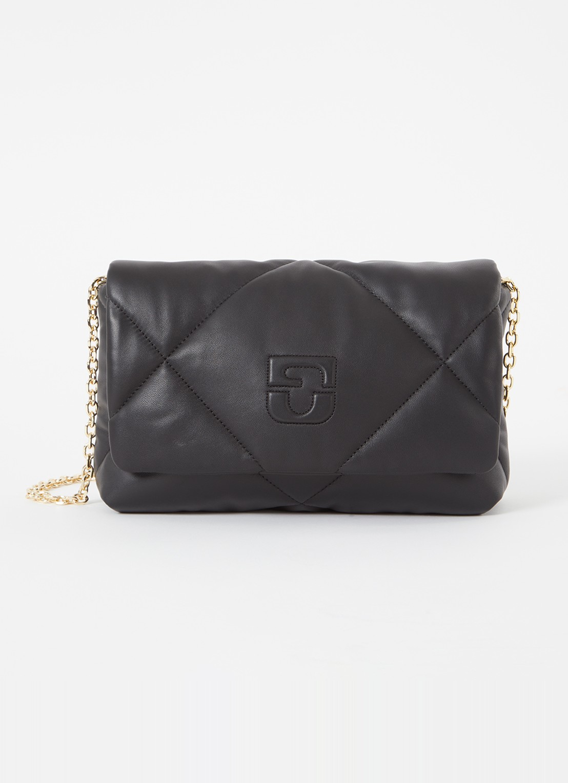 Gerard Darel Le Fanny clutch van quilted lamsleer met afneembare schouderriem - voorkant zwart