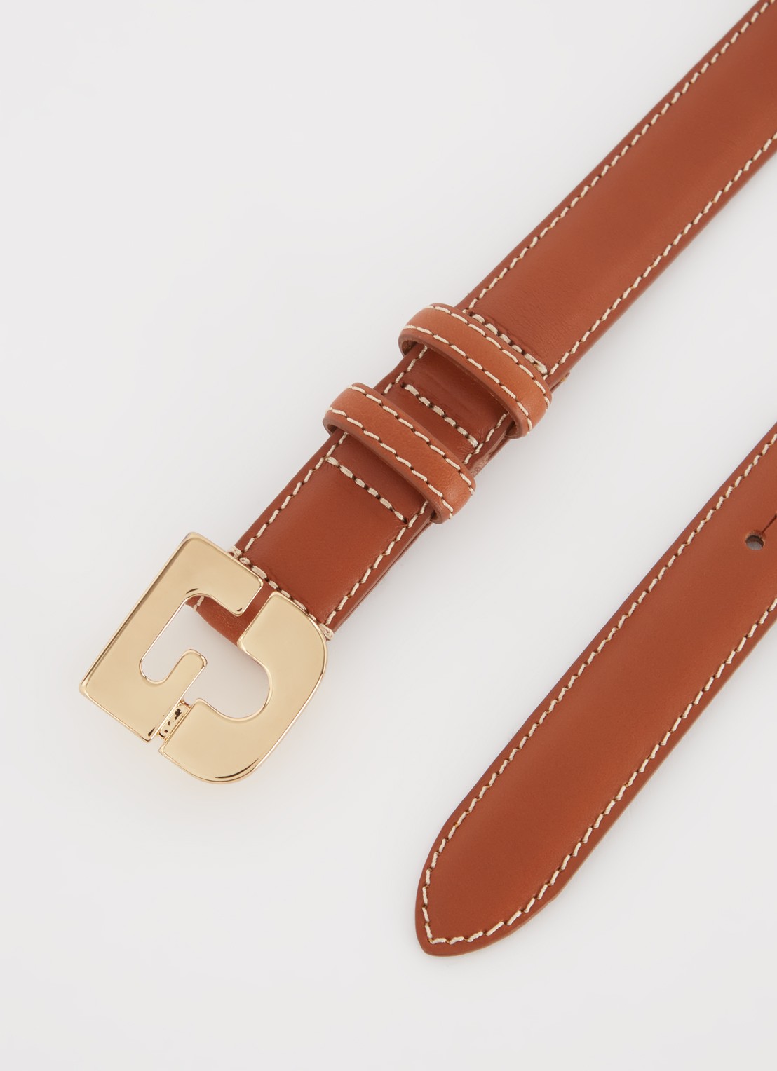 Gerard Darel Le Lauren riem van leer met logo - detail roestbruin