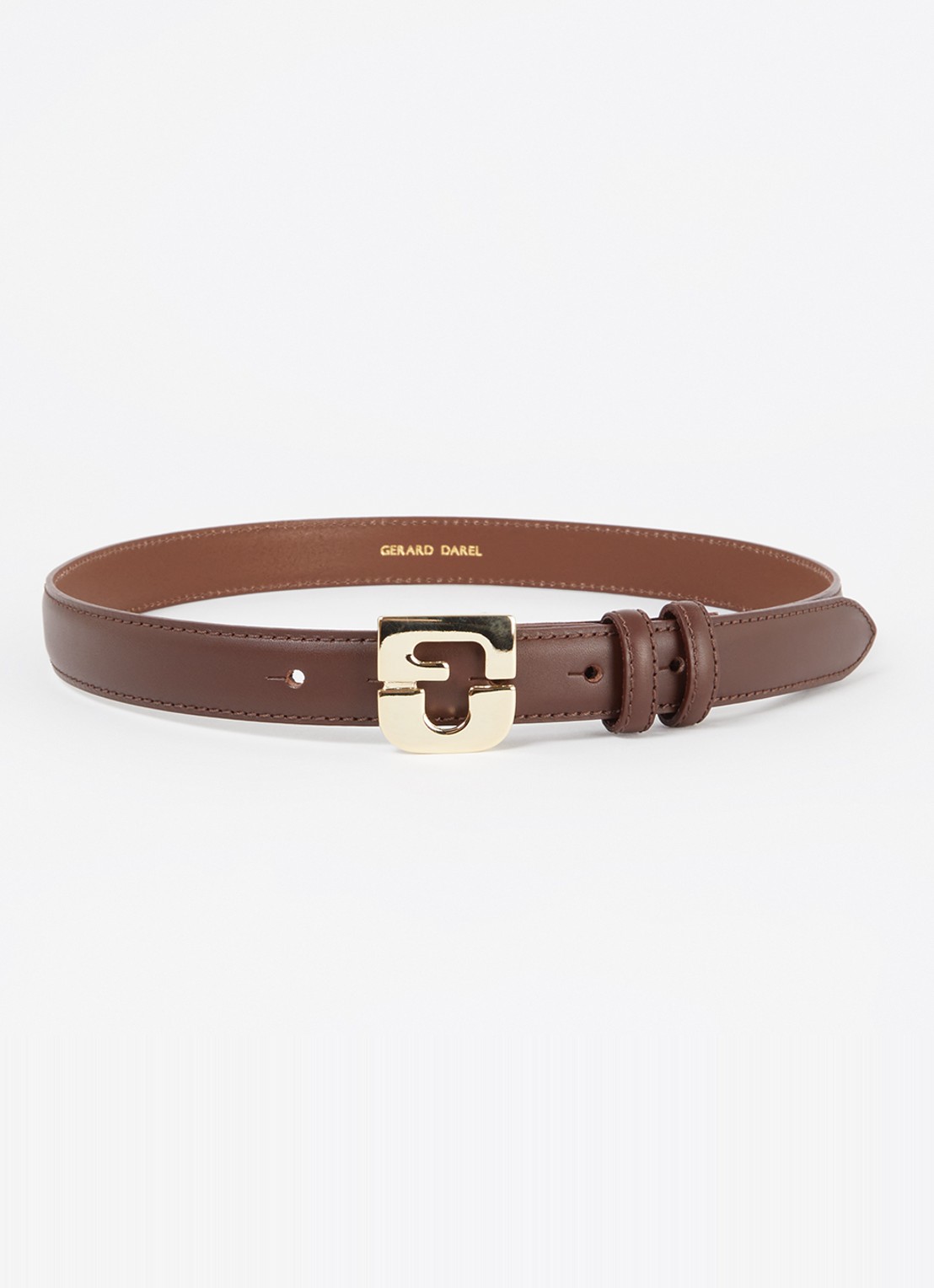 Gerard Darel Le Lauren riem van leer met logo - voorkant hazelnootbruin