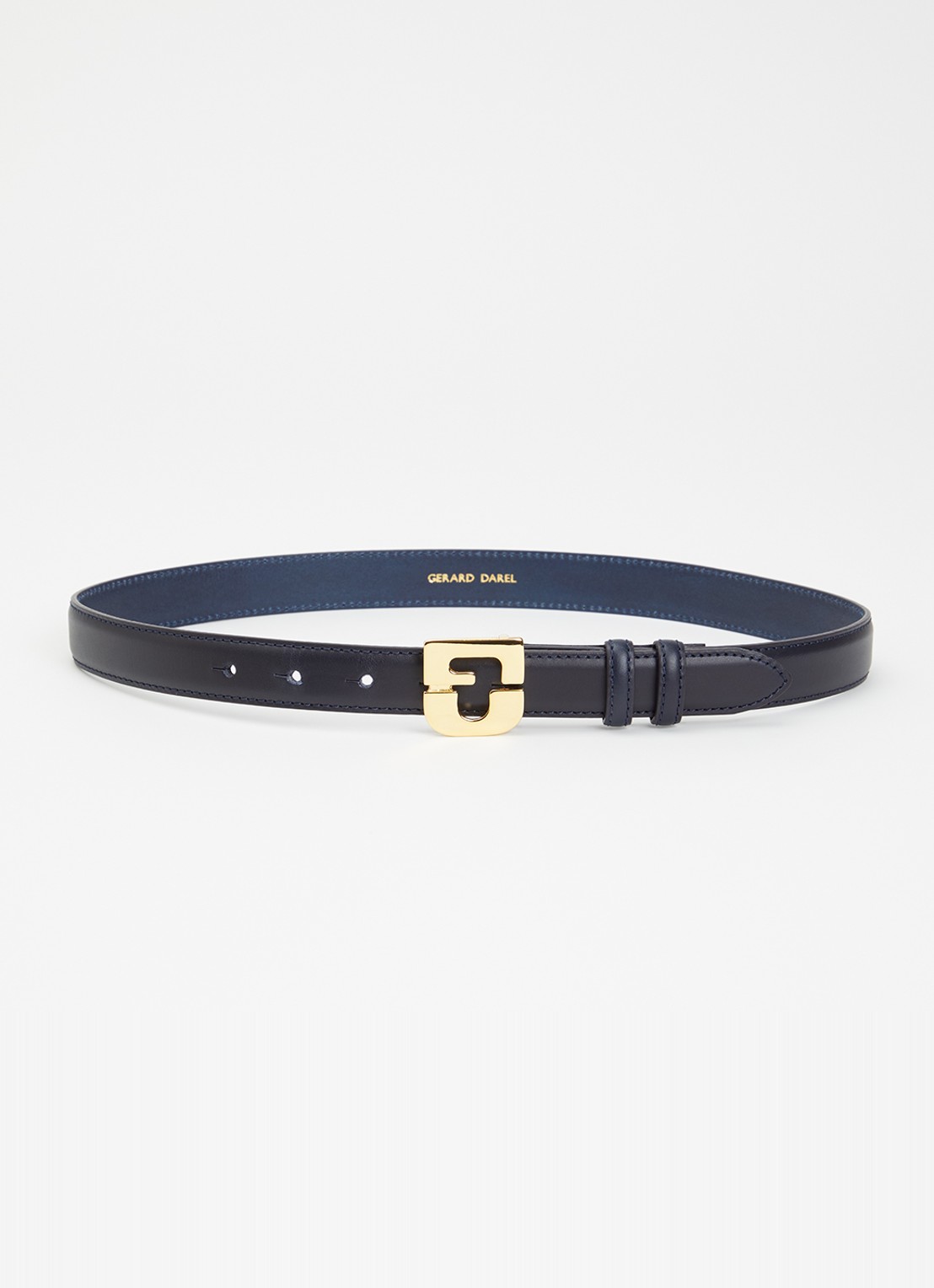 Gerard Darel Le Lauren riem van leer met logo - voorkant donkerblauw