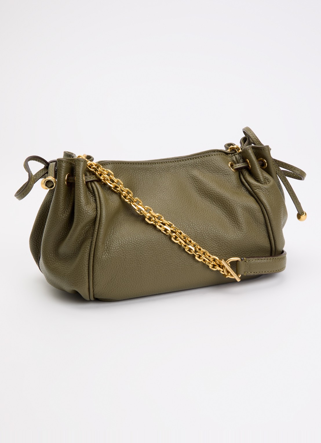 Gerard Darel Le mini 24 clutch van leer met afneembare schouderriem  - achterkant 5 legergroen