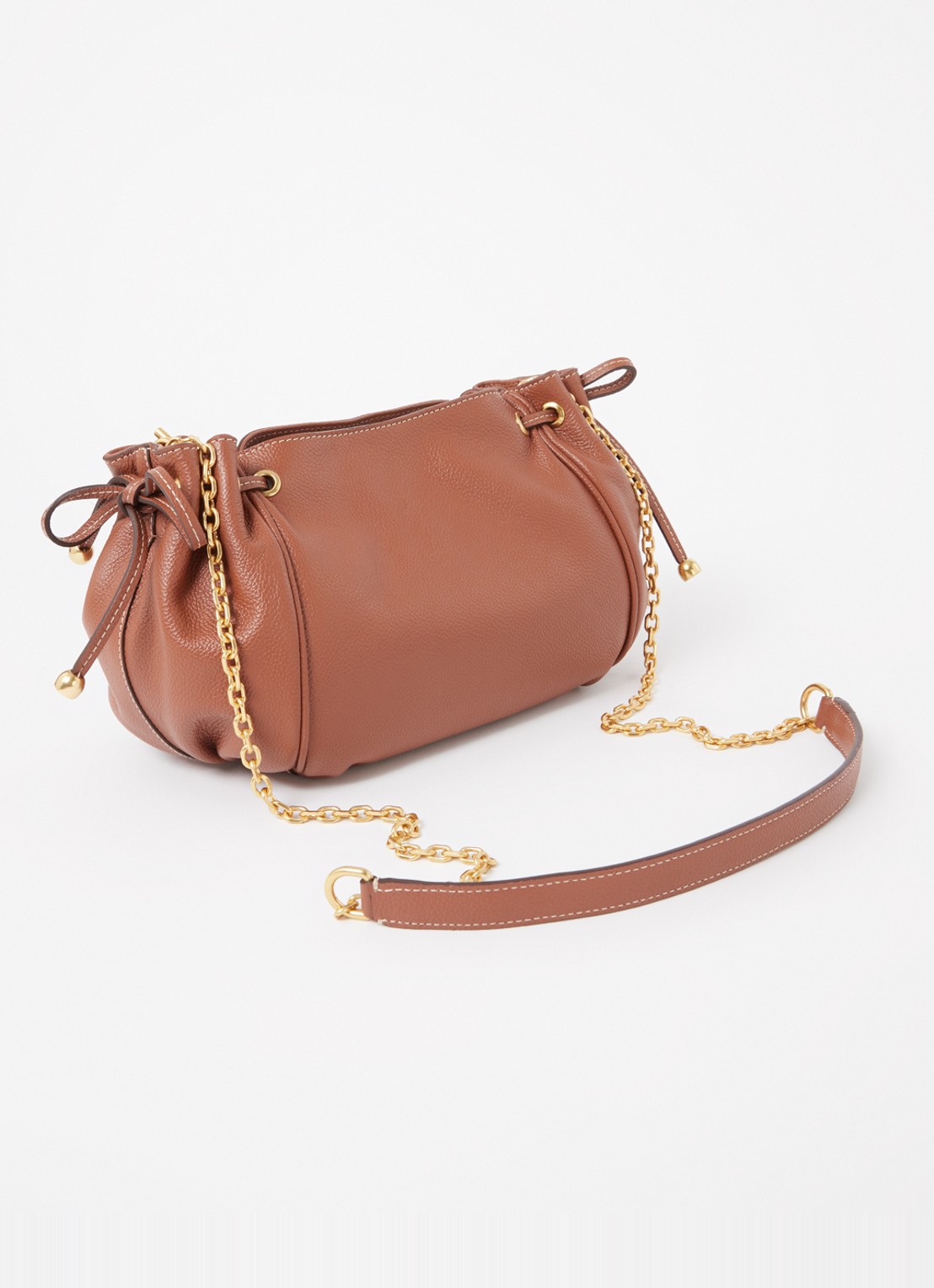 Gerard Darel Le Mini 24 crossbodytas van leer - achterkant 4 oranjebruin