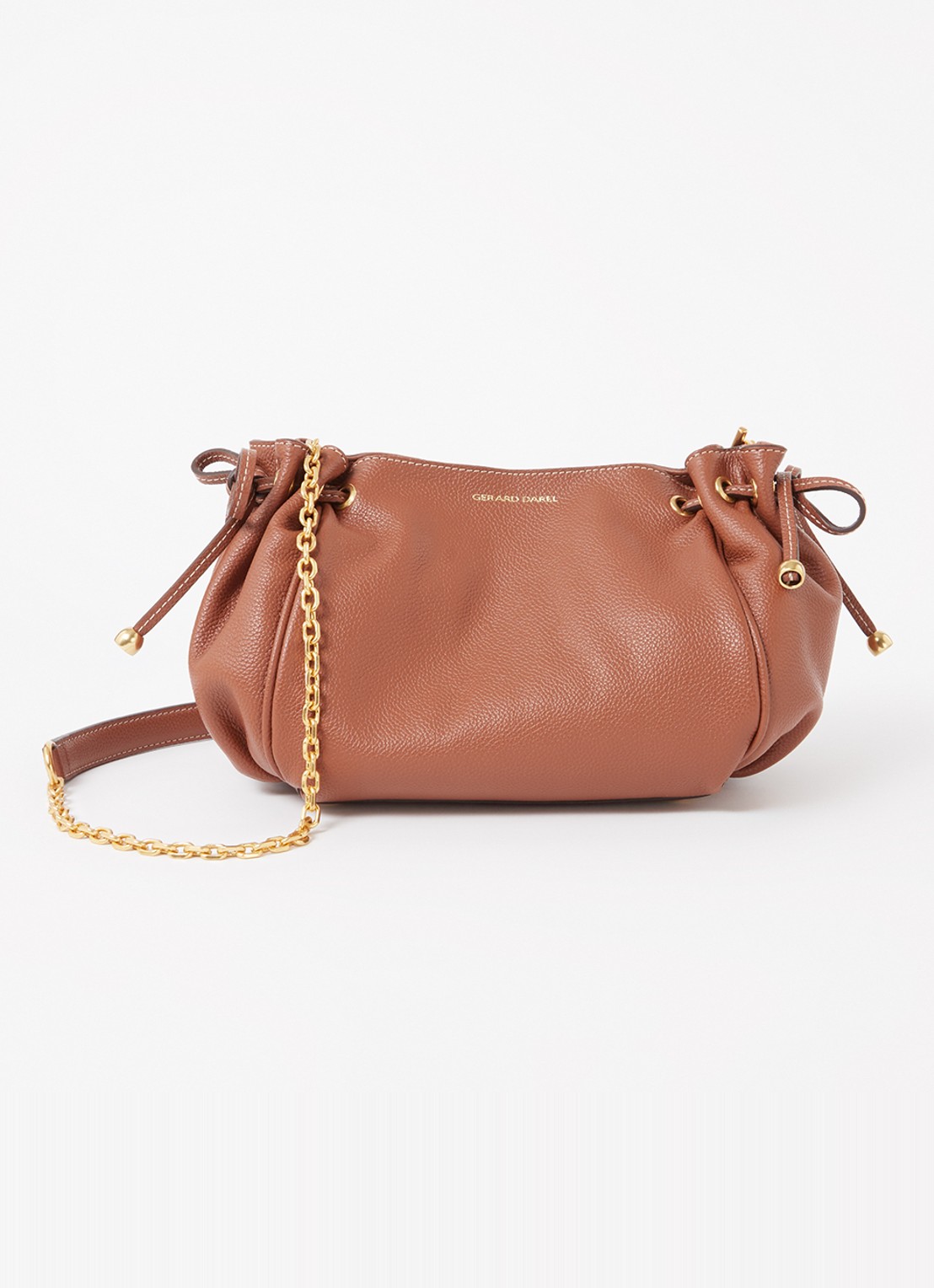 Gerard Darel Le Mini 24 crossbodytas van leer - voorkant 3 oranjebruin