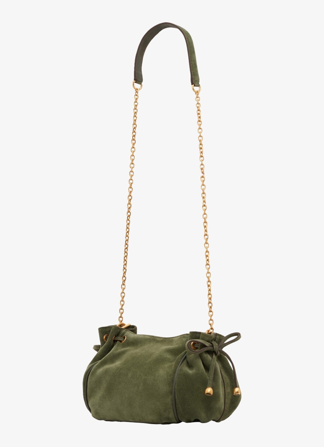 Gerard Darel Le Mini 24 schoudertas van suéde - detail legergroen