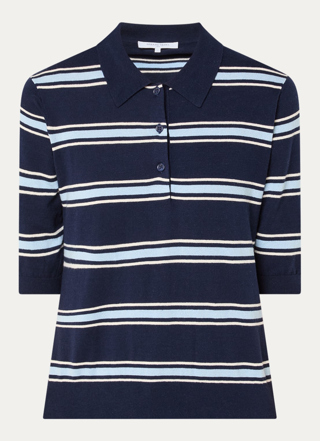 Gerard Darel Leila fijngebreide polo met streepprint - voorkant 2 indigo